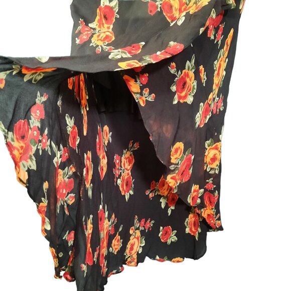 Y2K Floral Maxi Skirt Womens Size XL Brown Boho Hippie Fairy Whimsigoth Romantic - Picture 3 of 8
